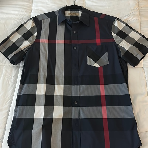 Burberry Other - Short-sleeve Check Stretch Cotton Poplin Shirt